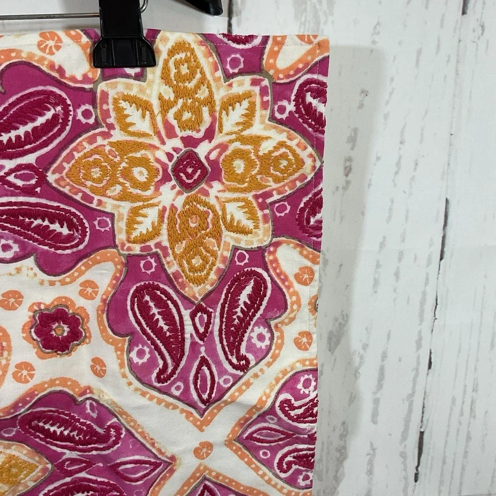 Pottery Barn Belle Embroidered Pillow Shams 24x24 Set of 2 Floral Colorful Linen